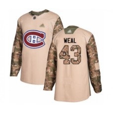 Men Montreal Canadiens #43 Jordan Weal Authentic Camo Veterans Day Practice Hockey Stitched Jersey