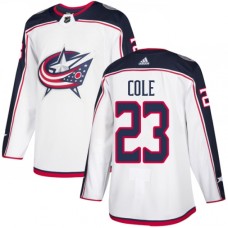 Men Adidas Columbus Blue Jackets #23 Ian Cole Authentic White Away NHL Jersey