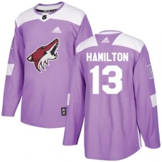 Men Adidas Arizona Coyotes #13 Freddie Hamilton Authentic Purple Fights Cancer Practice NHL Jersey