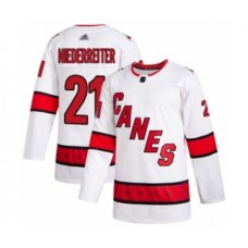 Men Carolina Hurricanes #21 Nino Niederreiter Authentic White Away Hockey Stitched Jersey