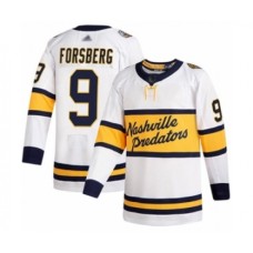 Men Nashville Predators #9 Filip Forsberg Authentic White 2020 Winter Classic Hockey Stitched Jersey