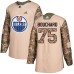 Men Adidas Edmonton Oilers #75 Evan Bouchard Authentic Camo Veterans Day Practice NHL Jersey