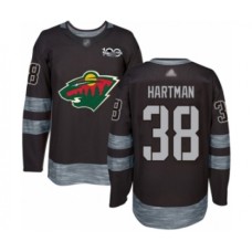 Men Minnesota Wild #38 Ryan Hartman Authentic Black 1917-2017 100th Anniversary Hockey Stitched Jersey