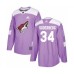 Men Arizona Coyotes #34 Carl Soderberg Authentic Purple Fights Cancer Practice Hockey Stitched Jersey