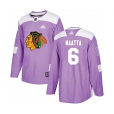 Men Chicago Blackhawks #6 Olli Maatta Authentic Purple Fights Cancer Practice Hockey Stitched Jersey