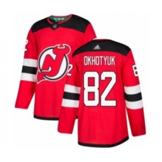 Men New Stitched Jersey Devils #82 Nikita Okhotyuk Authentic Red Home Hockey Stitched Jersey