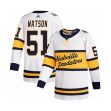 Men Nashville Predators #51 Austin Watson Authentic White 2020 Winter Classic Hockey Stitched Jersey