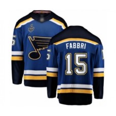 Men St. Louis Blues #15 Robby Fabbri Fanatics Branded Royal Blue Home Breakaway 2019 Stanley Cup Final Bound Hockey Jersey