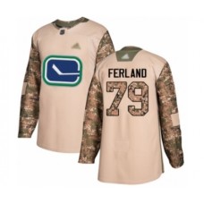 Men Vancouver Canucks #79 Michael Ferland Authentic Camo Veterans Day Practice Hockey Stitched Jersey