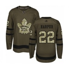 Men Toronto Maple Leafs #22 Ben Harpur Authentic Green Salute to Service Hockey Stitched Jersey