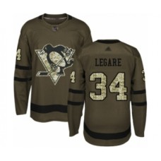 Men Pittsburgh Penguins #34 Nathan Legare Authentic Green Salute to Service Hockey Stitched Jersey