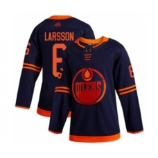 Men Edmonton Oilers #6 Adam Larsson Authentic Navy Blue Alternate Hockey Stitched Jersey