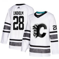 Men Adidas Calgary Flames #28 Elias Lindholm White 2019 All-Star Game Parley Authentic Stitched NHL Jersey