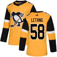 Men Adidas Pittsburgh Penguins #58 Kris Letang Premier Gold Alternate NHL Jersey