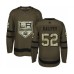 Men Los Angeles Kings #52 Arthur Kaliyev Authentic Green Salute to Service Hockey Stitched Jersey