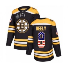 Men Boston Bruins #8 Cam Neely Authentic Black USA Flag Fashion 2019 Stanley Cup Final Bound Hockey Jersey