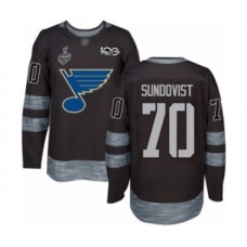 Men St. Louis Blues #70 Oskar Sundqvist Authentic Black 1917-2017 100th Anniversary 2019 Stanley Cup Final Bound Hockey Jersey