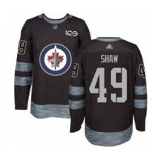 Men Winnipeg Jets #49 Logan Shaw Authentic Black 1917-2017 100th Anniversary Hockey Stitched Jersey