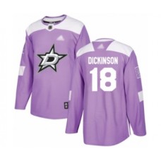 Men Dallas Stars #18 Jason Dickinson Authentic Purple Fights Cancer Practice Hockey Stitched Jersey