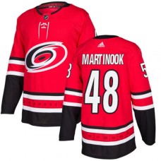 Men Adidas Carolina Hurricanes #48 Jordan Martinook Authentic Red Home NHL Jersey