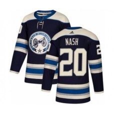 Men Adidas Columbus Blue Jackets #20 Riley Nash Premier Navy Blue Alternate NHL Jersey