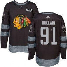 Men Adidas Chicago Blackhawks #91 Anthony Duclair Authentic Black 1917-2017 100th Anniversary NHL Jersey