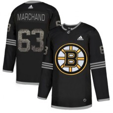 Men Adidas Boston Bruins #63 Brad Marchand Black Authentic Classic Stitched NHL Jersey