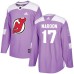 Men Adidas New Jersey Devils #17 Patrick Maroon Authentic Purple Fights Cancer Practice NHL Jersey