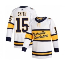 Men Nashville Predators #15 Craig Smith Authentic White 2020 Winter Classic Hockey Stitched Jersey