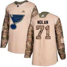 Men Adidas St. Louis Blues #71 Jordan Nolan Authentic Camo Veterans Day Practice NHL Jersey