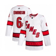 Men Carolina Hurricanes #6 Joel Edmundson Authentic White Away Hockey Stitched Jersey