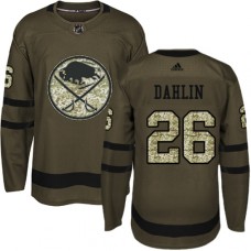 Men Adidas Buffalo Sabres #26 Rasmus Dahlin Authentic Green Salute to Service NHL Jersey