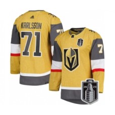 Men Vegas Golden Knights #71 William Karlsson Gold 2023 Stanley Cup Final Stitched Jersey