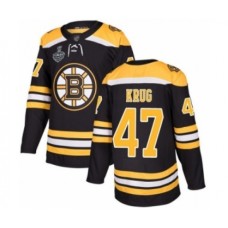 Men Boston Bruins #47 Torey Krug Authentic Black Home 2019 Stanley Cup Final Bound Hockey Jersey