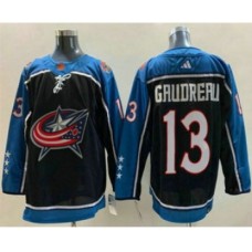 Men Columbus Blue Jackets #13 Johnny Gaudreau Black 2022 Reverse Retro Stitched Jersey