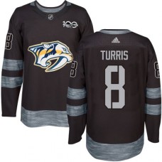 Men Adidas Nashville Predators #8 Kyle Turris Authentic Black 1917-2017 100th Anniversary NHL Jersey