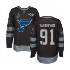 Men St. Louis Blues #91 Vladimir Tarasenko Authentic Black 1917-2017 100th Anniversary 2019 Stanley Cup Final Bound Hockey Jersey