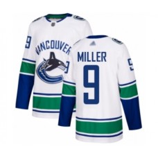 Men Vancouver Canucks #9 J.T. Miller Authentic White Away Hockey Stitched Jersey