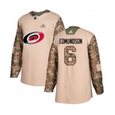 Men Carolina Hurricanes #6 Joel Edmundson Authentic Camo Veterans Day Practice Hockey Stitched Jersey