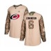 Men Carolina Hurricanes #6 Joel Edmundson Authentic Camo Veterans Day Practice Hockey Stitched Jersey