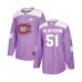 Men Montreal Canadiens #51 Gustav Olofsson Authentic Purple Fights Cancer Practice Hockey Stitched Jersey