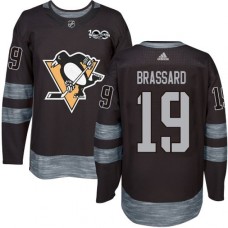 Men Adidas Pittsburgh Penguins #19 Derick Brassard Authentic Black 1917-2017 100th Anniversary NHL Jersey