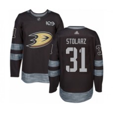 Men Anaheim Ducks #31 Anthony Stolarz Authentic Black 1917-2017 100th Anniversary Hockey Stitched Jersey