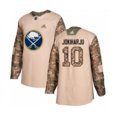 Men Buffalo Sabres #10 Henri Jokiharju Authentic Camo Veterans Day Practice Hockey Stitched Jersey