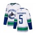 Men Vancouver Canucks #5 Oscar Fantenberg Authentic White Away Hockey Stitched Jersey