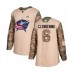 Men Adidas Columbus Blue Jackets #6 Adam Clendening Authentic Camo Veterans Day Practice NHL Jersey