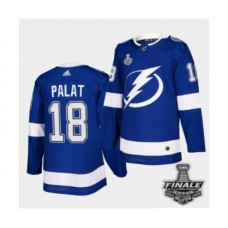 Men Adidas Lightning #18 Ondrej Palat Blue Home Authentic 2021 Stanley Cup Stitched Jersey