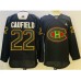 Men Montreal Canadiens #22 Cole Caufield 2022 Black Warm Up History Night Stitched Jersey