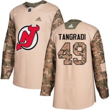 Men Adidas New Jersey Devils #49 Eric Tangradi Authentic Camo Veterans Day Practice NHL Jersey