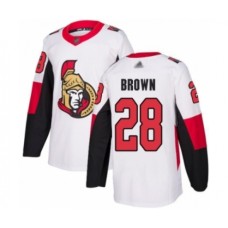 Men Ottawa Senators #28 Connor Brown Authentic White Away Hockey Stitched Jersey